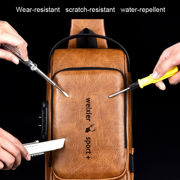 WEIXIER X318 Single Shoulder Crossbody Male Waterproof Anti-Theft Small Backpack(Light Brown) - free shipping - PMC TechLife - Order now!