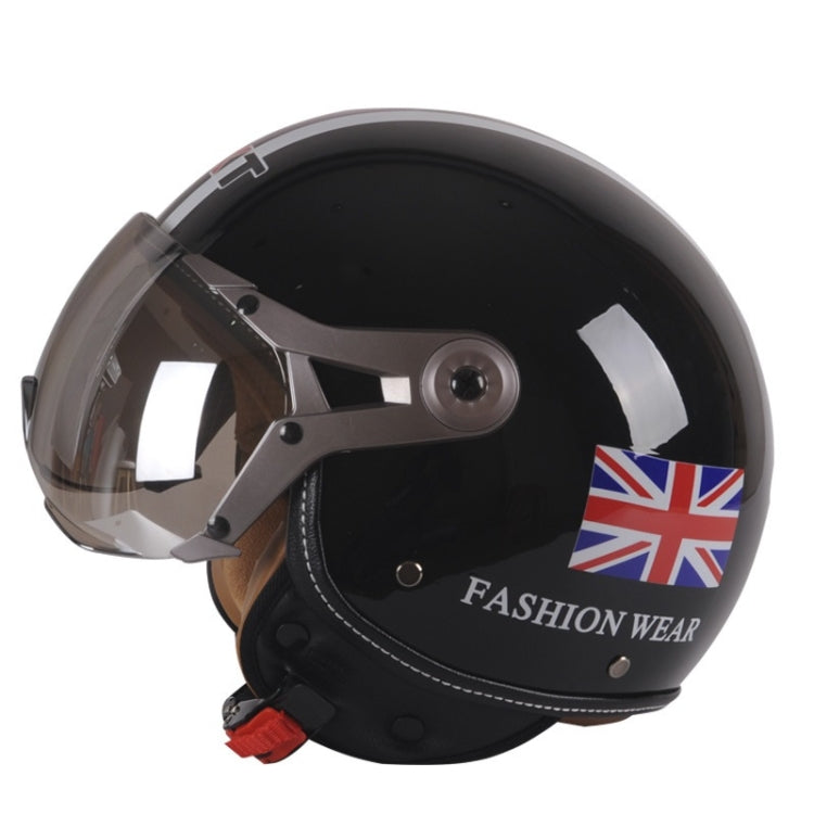 GXT Electric Vehicle Half Cover Helmet Four Seasons Retro Helmet, Size: M(Bright Black Flower) - free shipping - PMC TechLife - Order now!