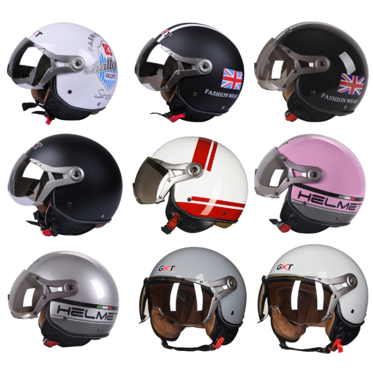 GXT Electric Vehicle Half Cover Helmet Four Seasons Retro Helmet, Size: M(Painted White Red Stripes) - free shipping - PMC TechLife - Order now!