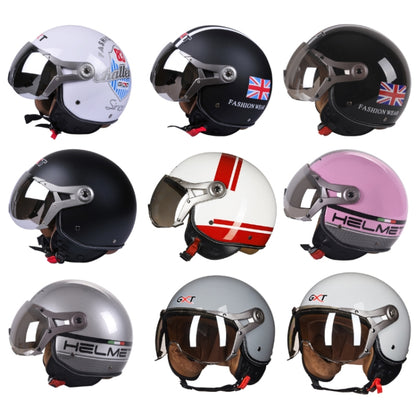 GXT Electric Vehicle Half Cover Helmet Four Seasons Retro Helmet, Size: M(Painted White Red Stripes) - Helmets by GXT | Online Shopping South Africa | PMC Jewellery