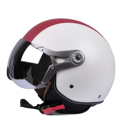 GXT Electric Vehicle Half Cover Four Seasons Retro Helmet, Size: M(White Red) - Helmets by GXT | Online Shopping South Africa | PMC Jewellery | Buy Now Pay Later Mobicred