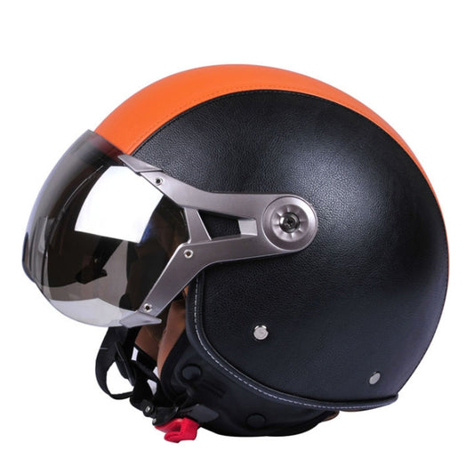 GXT Electric Vehicle Half Cover Four Seasons Retro Helmet, Size: L(Black Orange) - Helmets by GXT | Online Shopping South Africa | PMC Jewellery | Buy Now Pay Later Mobicred