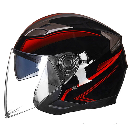 GXT 708 Electric Vehicle Dual Lens Helmet Four Seasons Safety Helmet, Size: L(Bright Black Red) - Helmets by GXT | Online Shopping South Africa | PMC Jewellery | Buy Now Pay Later Mobicred