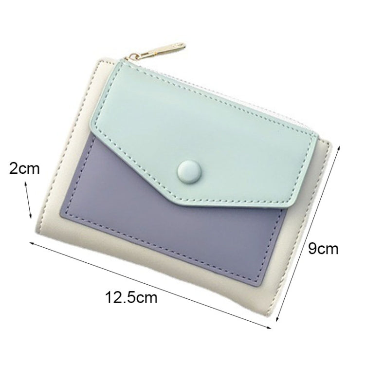 PU Leather Short Color Matching Folding Wallet Mini Portable Wallet(Blue) - Wallets by PMC TechLife | Online Shopping South Africa | PMC TechLife