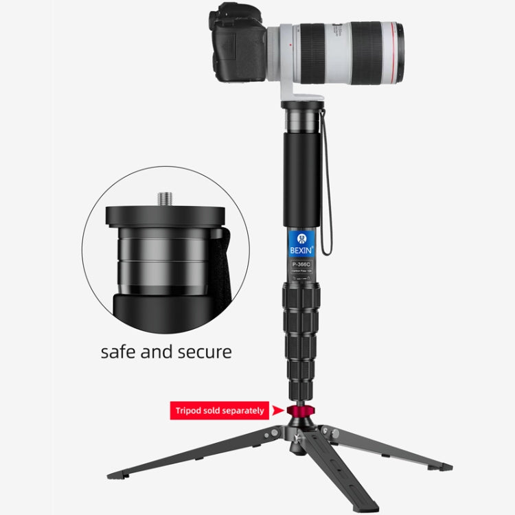 BEXIN P366CF-S Carbon Fiber Monopod Travel Shooting Mobile Phone Live Selfie Bracket Retractable Portable Monopod - Monopods by BEXIN | Online Shopping South Africa | PMC TechLife | Buy Now Pay Later Mobicred