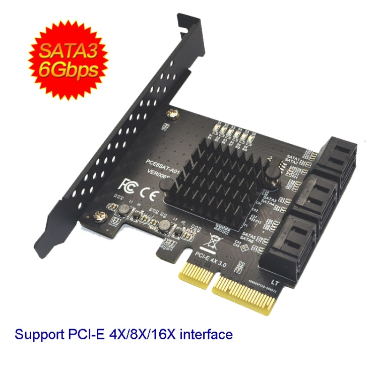 PCIE 1X To 10 Port  SATA 3.0 Adapter Expansion Card ASMedia ASM1166 Converter - Add-on Cards by PMC Jewellery | Online Shopping South Africa | PMC Jewellery | Buy Now Pay Later Mobicred