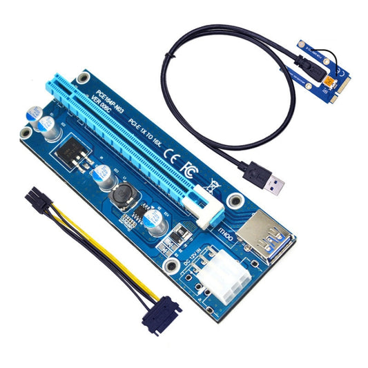 PCE164P-N03 VER006C Mini PCI-E 1X To 16X Riser For Laptop External Image Card, Spec: Blue Board 6pin - Add-on Cards by PMC Jewellery | Online Shopping South Africa | PMC Jewellery