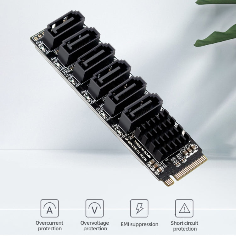M2 M-EKY PCIE3.0 To SATA6G Transfer Expansion Card 6 Port Hard Disk Expansion Adapter Card(PH516) - Card Adapter by PMC TechLife | Online Shopping South Africa | PMC TechLife