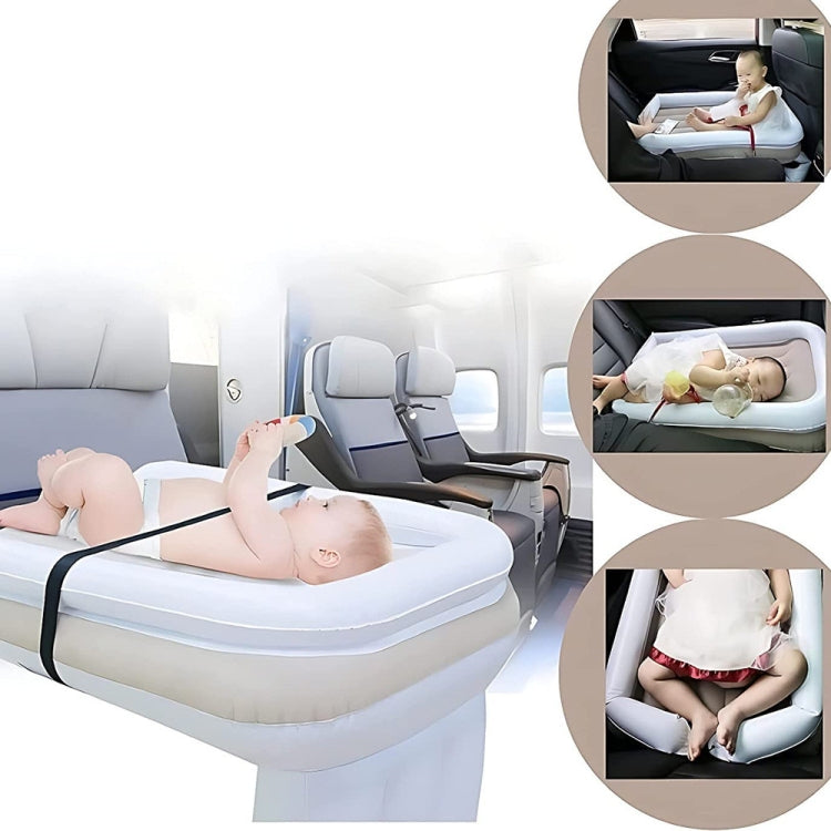 Outdoor Travel Baby Inflatable Bed Children Car Rear Folding Bed Aircraft Inflatable Mattress, Color: Gray+CN Plug Inflatable Pump+Storage Bag+Seat Belt - Baby Furniture by PMC TechLife | Online Shopping South Africa | PMC TechLife