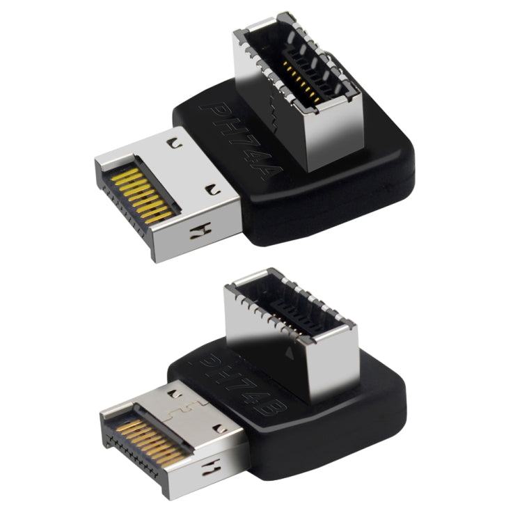 2pcs USB3.1 Type-E Computer Motherboard Interface 90 Degrees Elbow Front Type-C Adapter(PH74A) - Cable & Adapters by PMC Jewellery | Online Shopping South Africa | PMC Jewellery