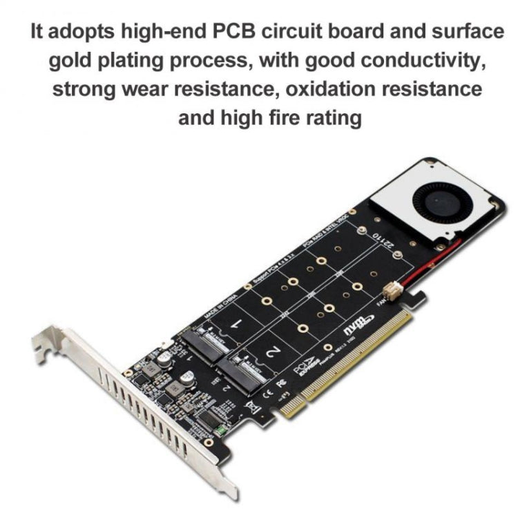 PCI-E X16 to M.2 M-key NVME X4 SSD RAID Array Expansion Adapter Support 2242/2260/2280/22110(PH44Plus) - Card Adapter by PMC Jewellery | Online Shopping South Africa | PMC Jewellery | Buy Now Pay Later Mobicred