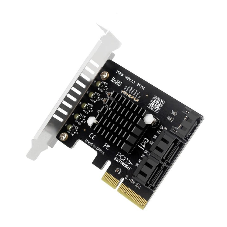 PCI-E To 5 SATA 3.0 Expansion Card(Semi High Baffle) - Add-on Cards by PMC Jewellery | Online Shopping South Africa | PMC Jewellery | Buy Now Pay Later Mobicred