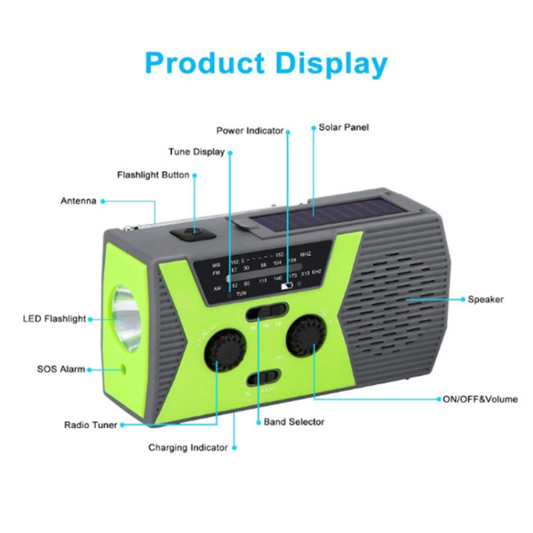 AM/FM/NoAA 2000mAh Emergency Radio Portable Hand Crank Solar Powered Radio(Red) - Radio Player by PMC TechLife | Online Shopping South Africa | PMC TechLife | Buy Now Pay Later Mobicred