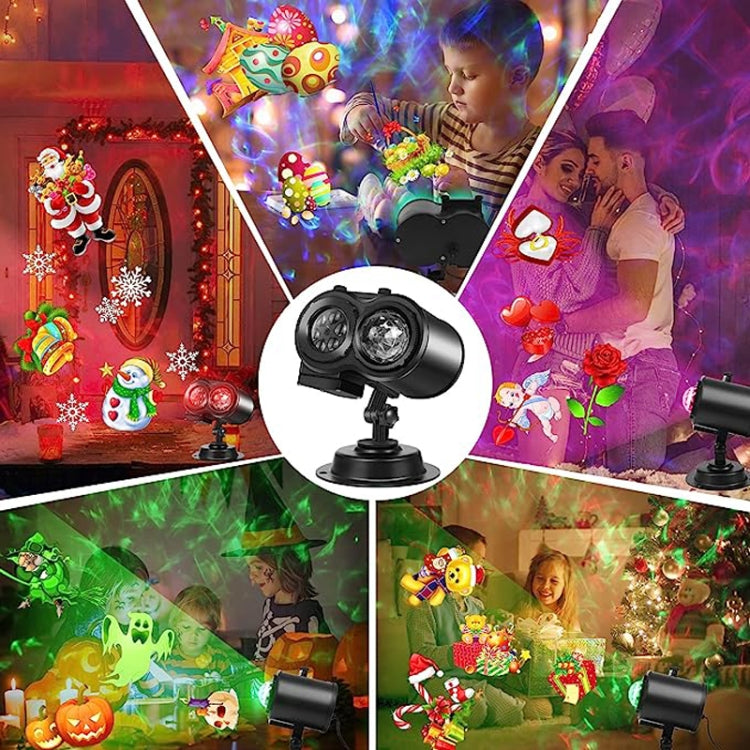 16 Cards UK Plug Color Card Pattern 9W Christmas Projection Light Remote Control Snow Light - Christmas Decoration Lamps by PMc TechLife | Online Shopping South Africa | PMc TechLife | Buy Now Pay Later Mobicred