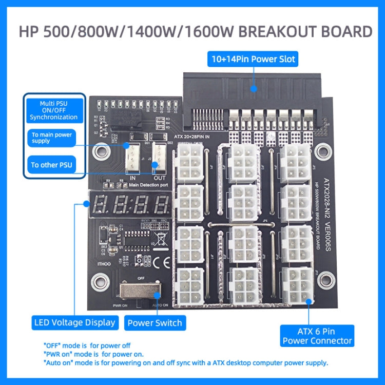 2200W To 6P Graphics Card Power Board For HP Server Power Supply(Black) - Card Adapter by PMC Jewellery | Online Shopping South Africa | PMC Jewellery | Buy Now Pay Later Mobicred