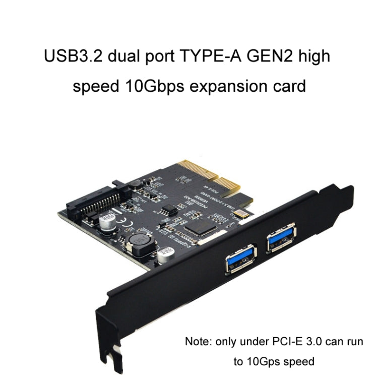 USB3.2 Expansion Card GEN2 Type-A Port ASMedia ASM3142 Transfer 10Gbps(Black) - Card Adapter by PMC Jewellery | Online Shopping South Africa | PMC Jewellery | Buy Now Pay Later Mobicred