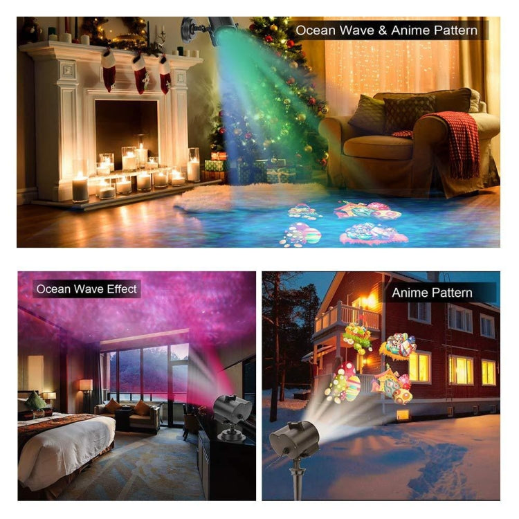 12 Cards UK Plug Not Easy To Fade Card Pattern 9W Double Cylinder Water Pattern Christmas Projection Light - Christmas Decoration Lamps by PMc TechLife | Online Shopping South Africa | PMc TechLife | Buy Now Pay Later Mobicred