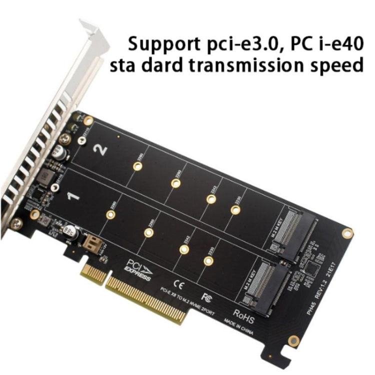 PCI-E X8 Double Disk Transfer Card NVME M.2 MKEY SSD RAID Array Expansion Adapter(PH45) - Card Adapter by PMC Jewellery | Online Shopping South Africa | PMC Jewellery