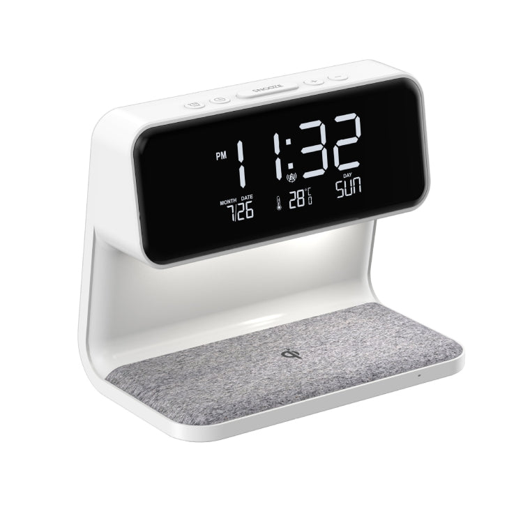 3 In 1 10W Wireless Charging Bedside Lamp LCD Screen Alarm Clock  Phone Charger,EU Plug(White) - Wireless Charger by PMC TechLife | Online Shopping South Africa | PMC TechLife