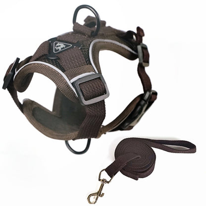 Pet Vest Harness + Traction Rope Set Reflective Breathable Dog Cat Harness, Size: L(Coffee) - Leashes by PMC Jewellery | Online Shopping South Africa | PMC Jewellery