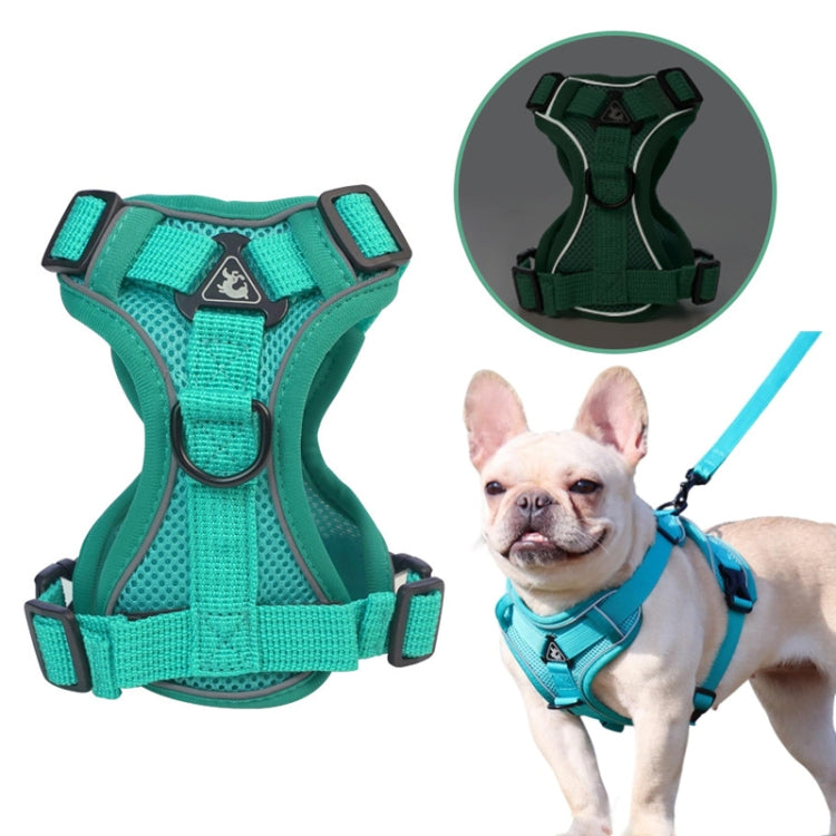 Pet Vest Harness + Traction Rope Set Reflective Breathable Dog Cat Harness, Size: S(Blue) - Leashes by PMC Jewellery | Online Shopping South Africa | PMC Jewellery