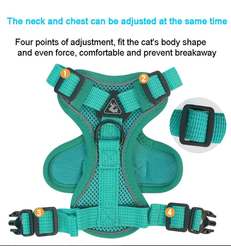 Pet Vest Harness + Traction Rope Set Reflective Breathable Dog Cat Harness, Size: S(Blue) - Leashes by PMC Jewellery | Online Shopping South Africa | PMC Jewellery