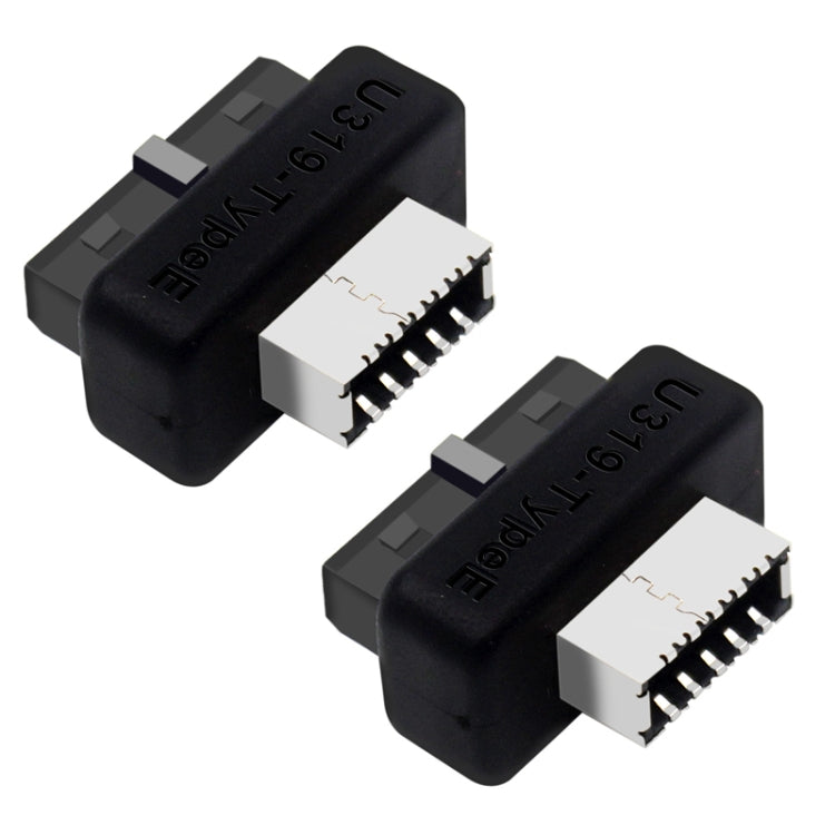 2pcs Mainboard USB3 19P/20P to TYPE-E Adapter Chassis Front TYPE-C/USB-C Plug Port(Black) - Cable & Adapters by PMC TechLife | Online Shopping South Africa | PMC TechLife | Buy Now Pay Later Mobicred