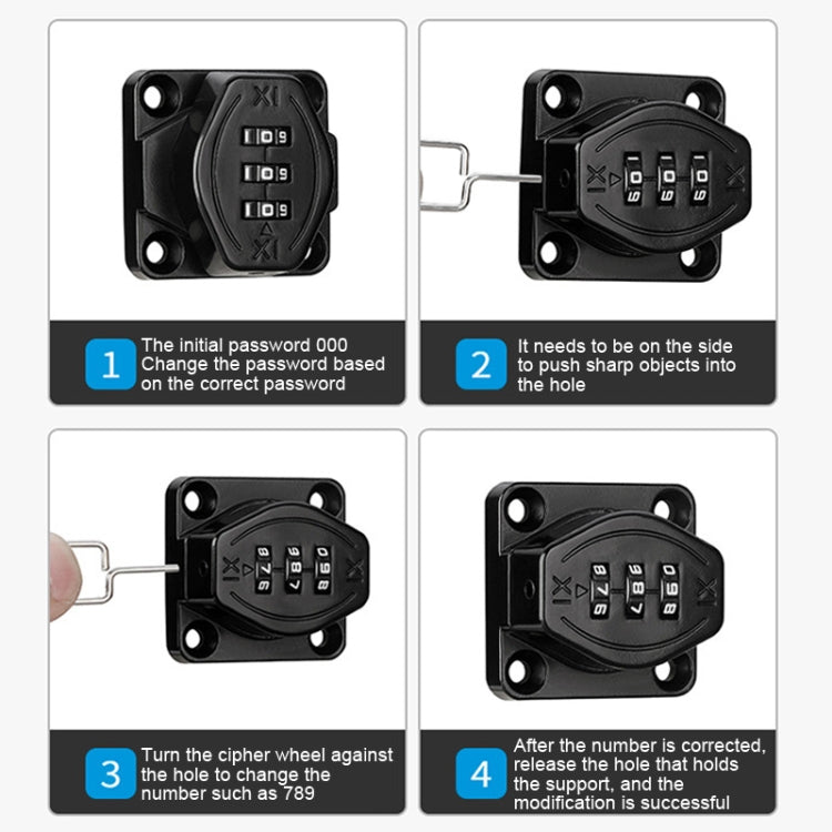 Screw Installation Cabinet Door Combination Lock Anti-Theft Drawer Lock, Style: Two Hole 3 inch Black - Door Locks & Cabinet Locks by PMC Jewellery | Online Shopping South Africa | PMC Jewellery
