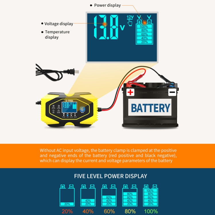 E-FAST Car Battery Charging LED Current Voltage Power Display Charger(UK Plug) - Power Bank by E-FAST | Online Shopping South Africa | PMC Jewellery