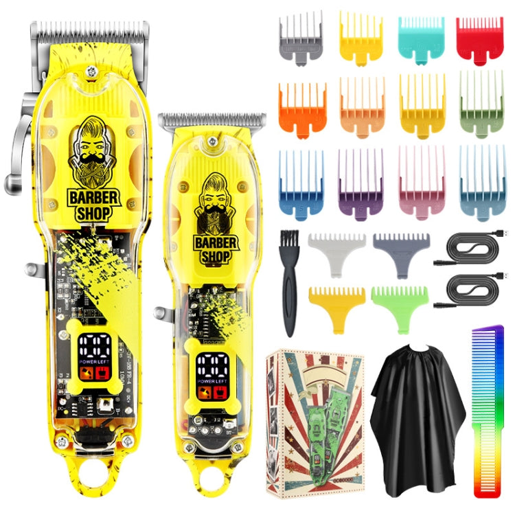 Haircutter Set Transparent Body Oil Head Electric Hair Clipper Men Home Electric Pusher(Earl Yellow) - free shipping - PMC TechLife - Order now!