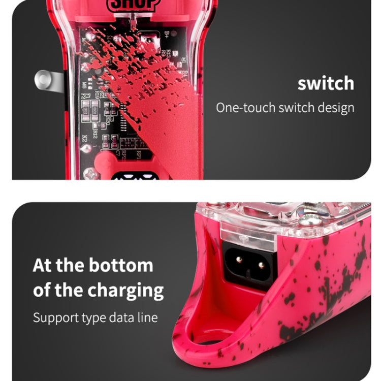 Haircutter Set Transparent Body Oil Head Electric Hair Clipper Men Home Electric Pusher(Scissors Red) - free shipping - PMC TechLife - Order now!