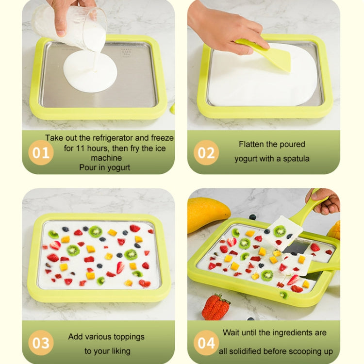 Mini Household Fried Yogurt Machine Children Homemade DIY Fried Ice Tray, Color: Stainless Steel Green 26x21cm - free shipping - PMC TechLife - Order now!