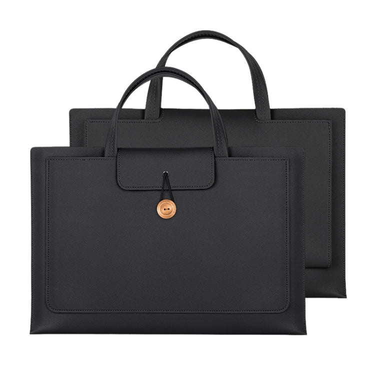 13.3/14 inch Elastic Button Laptop Waterproof PU Handbag(Black) - 13.3 inch by PMC Jewellery | Online Shopping South Africa | PMC Jewellery | Buy Now Pay Later Mobicred