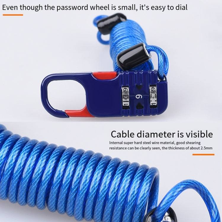 Helmet Anti Theft Password Lock Motorcycle Car Basket Soft Lock(Blue) - free shipping - PMC TechLife - Order now!