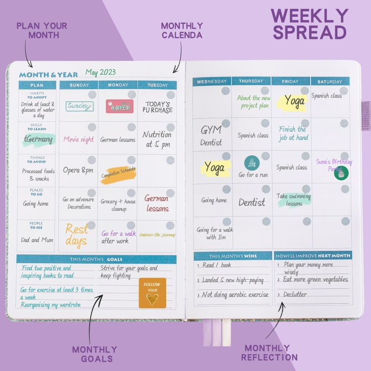 A5 Starry Sky Undated Planner Journal Financial Notebook(Pink) - Notebooks by PMC TechLife | Online Shopping South Africa | PMC TechLife