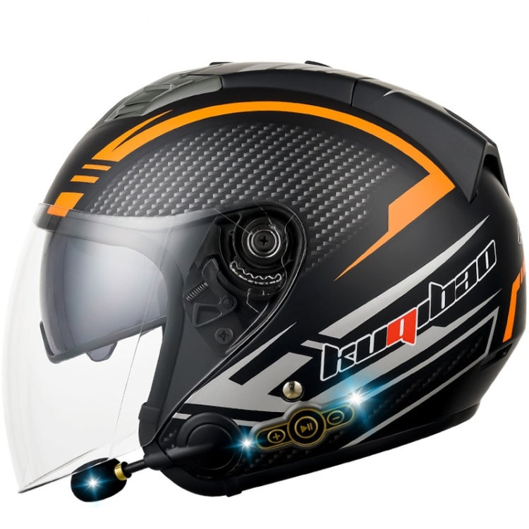 KUQIBAO Motorcycle Smart Bluetooth Sun Protection Double Lens Safety Helmet, Size: M(Matte Black Phantom Fiber) - free shipping - PMC TechLife - Order now!