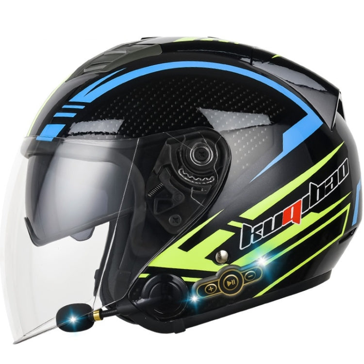 KUQIBAO Motorcycle Smart Bluetooth Sun Protection Double Lens Safety Helmet, Size: XL(Glossy Black Phantom Fiber) - free shipping - PMC TechLife - Order now!