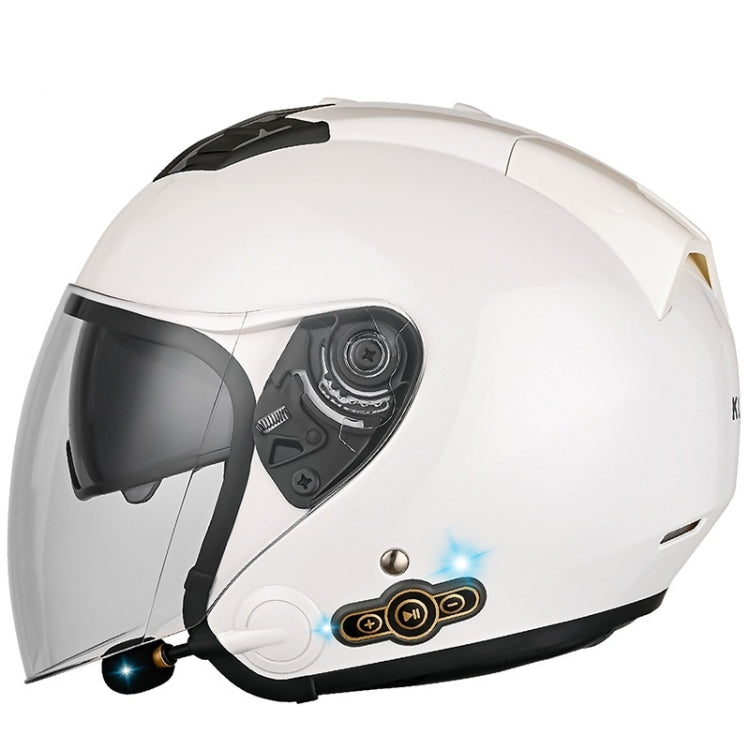 KUQIBAO Motorcycle Smart Bluetooth Sun Protection Double Lens Safety Helmet, Size: XL(White) - free shipping - PMC TechLife - Order now!