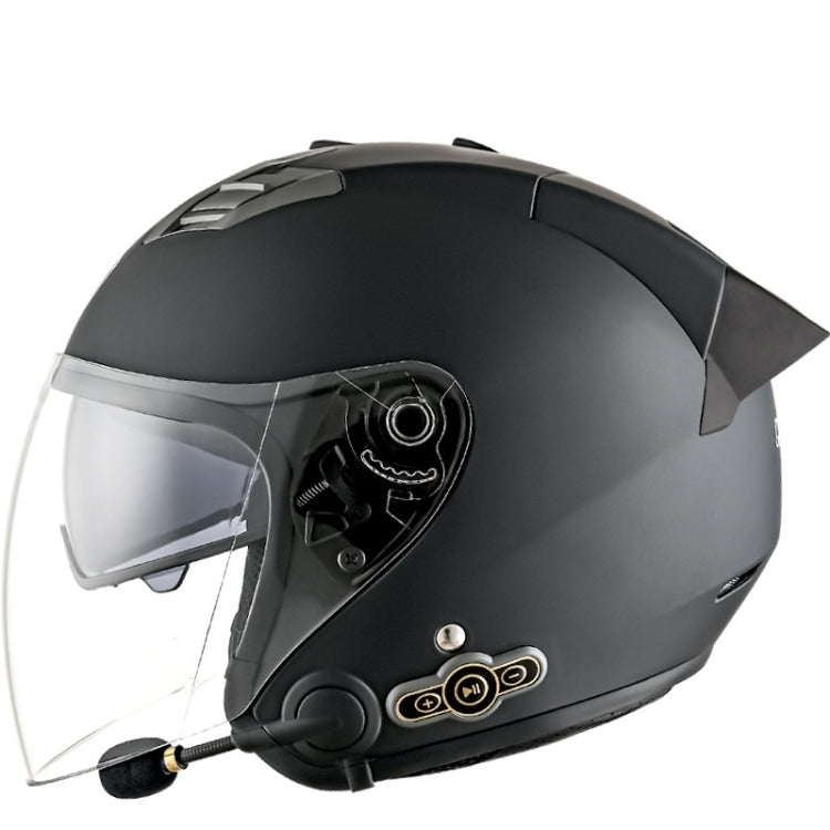 KUQIBAO Motorcycle Smart Bluetooth Sun Protection Double Lens Safety Helmet, Size: XL(Matte Black+Black Tail) - Helmets by KUQIBAO | Online Shopping South Africa | PMC Jewellery | Buy Now Pay Later Mobicred