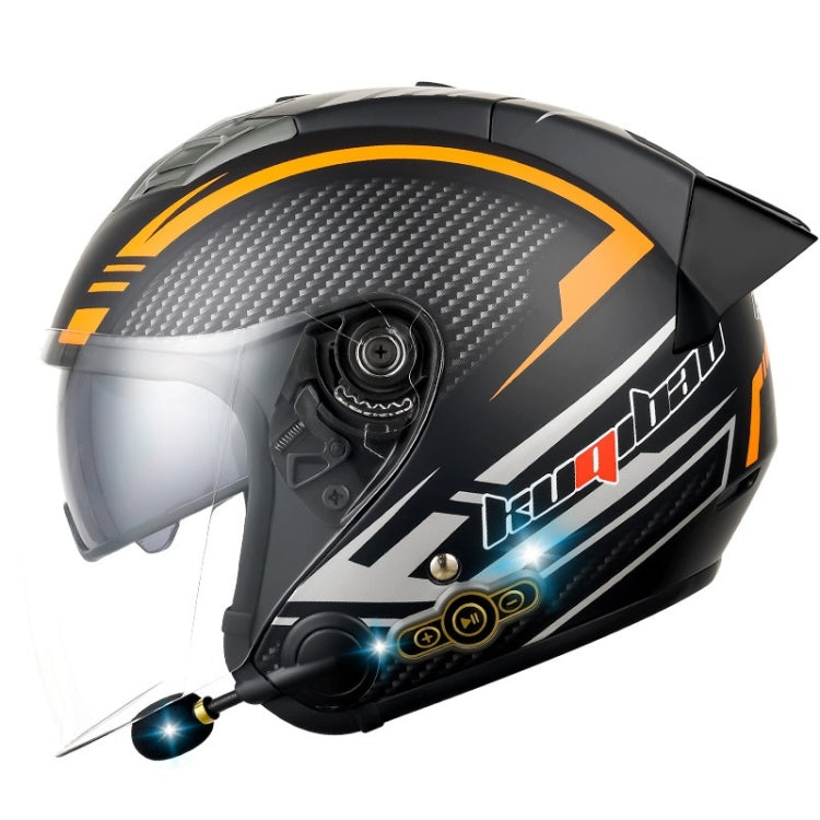 KUQIBAO Motorcycle Smart Bluetooth Sun Protection Double Lens Safety Helmet, Size: XXL(Matte Black Phantom Fiber+Black Tail) - free shipping - PMC TechLife - Order now!
