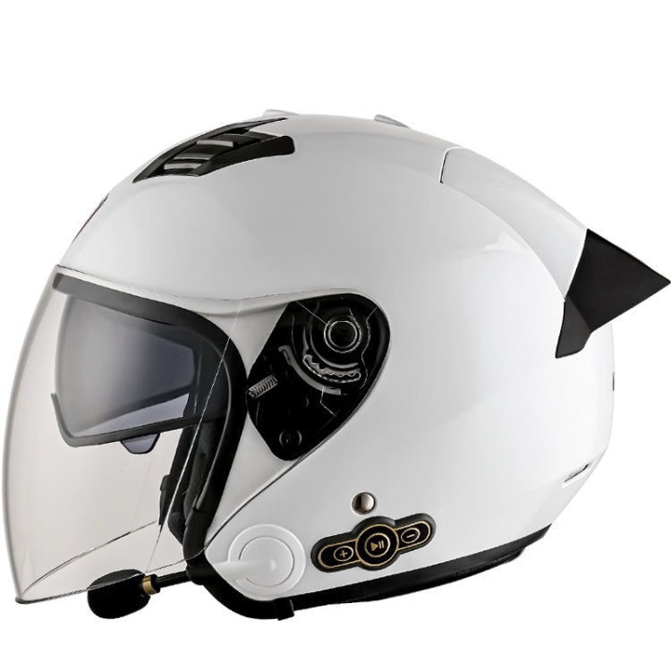 KUQIBAO Motorcycle Smart Bluetooth Sun Protection Double Lens Safety Helmet, Size: XXL(White+Black Tail) - free shipping - PMC TechLife - Order now!
