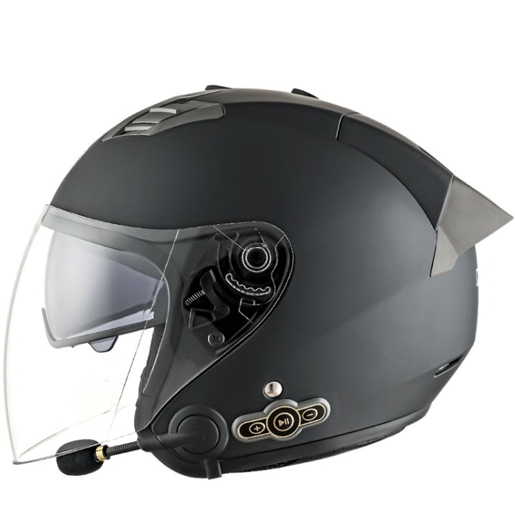 KUQIBAO Motorcycle Smart Bluetooth Sun Protection Double Lens Safety Helmet, Size: XXL(Matte Black+Gray Tail) - free shipping - PMC TechLife - Order now!