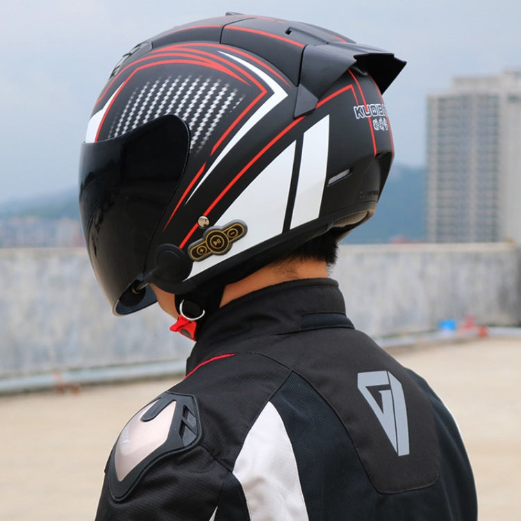 KUQIBAO Motorcycle Smart Bluetooth Sun Protection Double Lens Safety Helmet, Size: XXL(Bright Black+Gray Tail) - Helmets by KUQIBAO | Online Shopping South Africa | PMC Jewellery | Buy Now Pay Later Mobicred