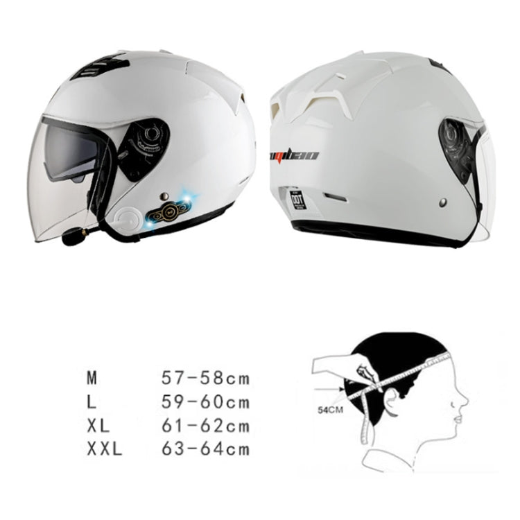 KUQIBAO Motorcycle Smart Bluetooth Sun Protection Double Lens Safety Helmet, Size: L(White Phantom Fiber+Black Tail) - Helmets by KUQIBAO | Online Shopping South Africa | PMC Jewellery | Buy Now Pay Later Mobicred