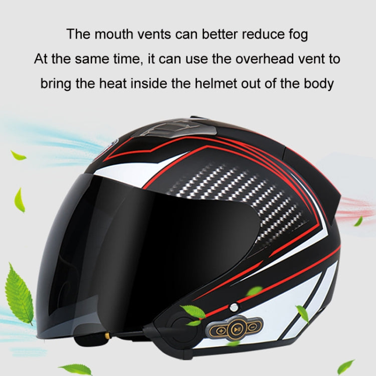 KUQIBAO Motorcycle Smart Bluetooth Sun Protection Double Lens Safety Helmet, Size: M(White Phantom Fiber+Gray Tail) - free shipping - PMC TechLife - Order now!