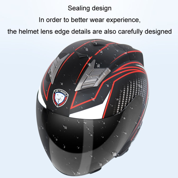 KUQIBAO Motorcycle Smart Bluetooth Sun Protection Double Lens Safety Helmet, Size: M(Bright Black Phantom Fiber+Black Tail) - free shipping - PMC TechLife - Order now!