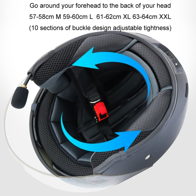 KUQIBAO Motorcycle Smart Bluetooth Sun Protection Double Lens Safety Helmet, Size: M(White Phantom Fiber+Gray Tail) - free shipping - PMC TechLife - Order now!