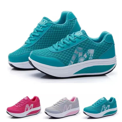 Womens Sneakers Thick Bottom Platform Shoes Mesh Breathable Rocker Shoes, Size: 38(Blue) - Running Shoes by PMC Jewellery | Online Shopping South Africa | PMC Jewellery