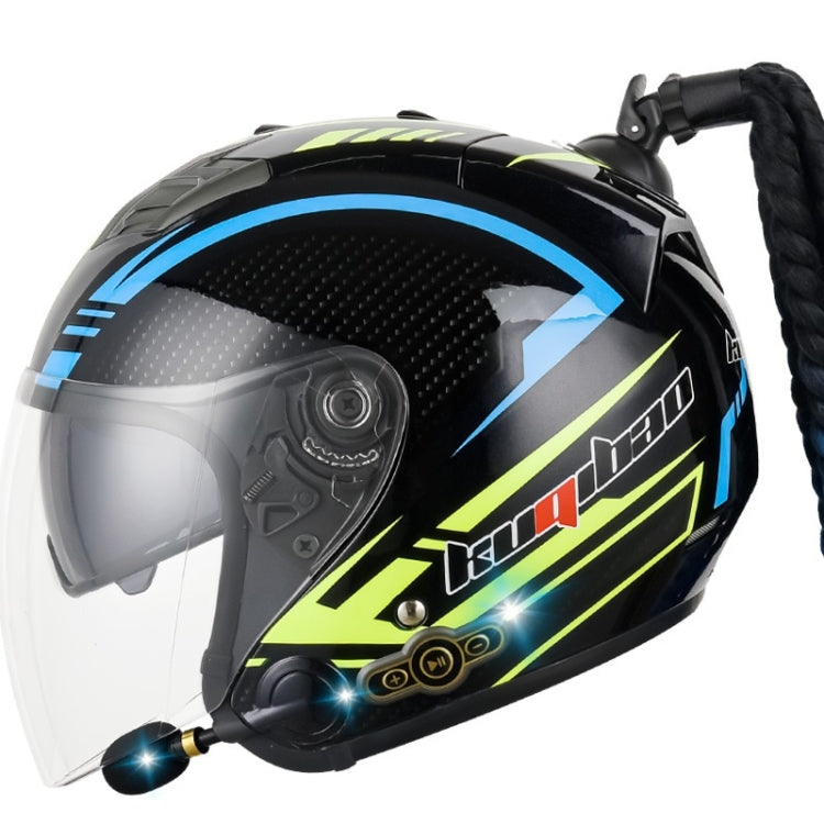 KUQIBAO Motorcycle Bluetooth Headset Double Lens Helmet With Braid, Size: XL(Bright Black Phantom Fiber) - Helmets by KUQIBAO | Online Shopping South Africa | PMC Jewellery | Buy Now Pay Later Mobicred