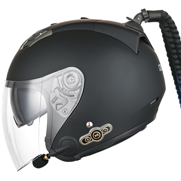 KUQIBAO Motorcycle Bluetooth Headset Double Lens Helmet With Braid, Size: XXL(Scrub Black) - Helmets by KUQIBAO | Online Shopping South Africa | PMC Jewellery | Buy Now Pay Later Mobicred